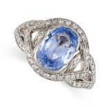 A SAPPHIRE AND DIAMOND DRESS RING