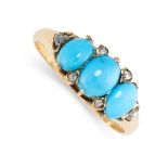 AN ANTIQUE TURQUOISE AND DIAMOND RING