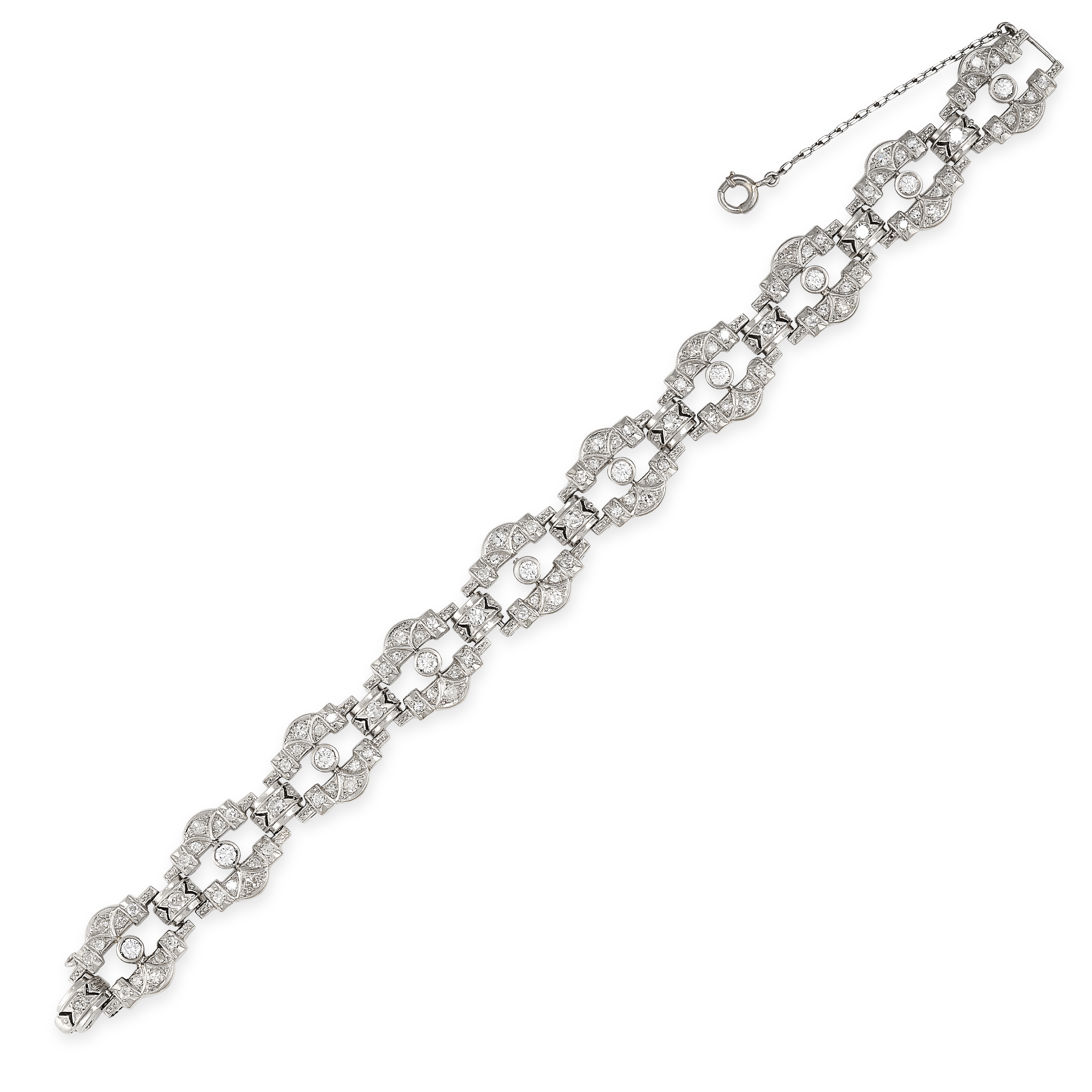 A DIAMOND BRACELET, CIRCA 1940 Brilliant cut diamonds and single cut diamonds No assay marks