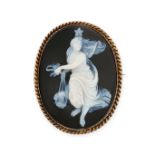 FILLIPO VERGE, AN ANTIQUE HARDSTONE CAMEO, CIRCA 1870  Twisted border  Carved in detail to depict