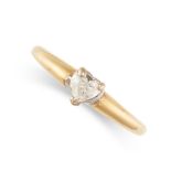 NO RESERVE - A DIAMOND SOLITAIRE RING  In 18 carat yellow gold  Heart-shaped diamond  British