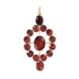 NO RESERVE - ANTIQUE GARNET PENDANT, 19TH CENTURY  Oval and circular-cut garnets  No assay marks