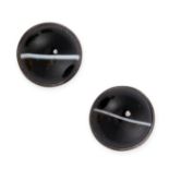 A PAIR OF BANDED ONYX EARRINGS  Post fittings Polished banded onyx No assay marks  Length 14.5mm