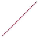 A RUBY AND DIAMOND LINE BRACELET  Oval rubies, approximate total 10.00-11.00 carats  Brilliant-cut