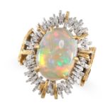 CHARLES DE TEMPLE, A VINTAGE OPAL RING, 1960S  Two-tone textured shank  Oval cabochon opal  Signed C