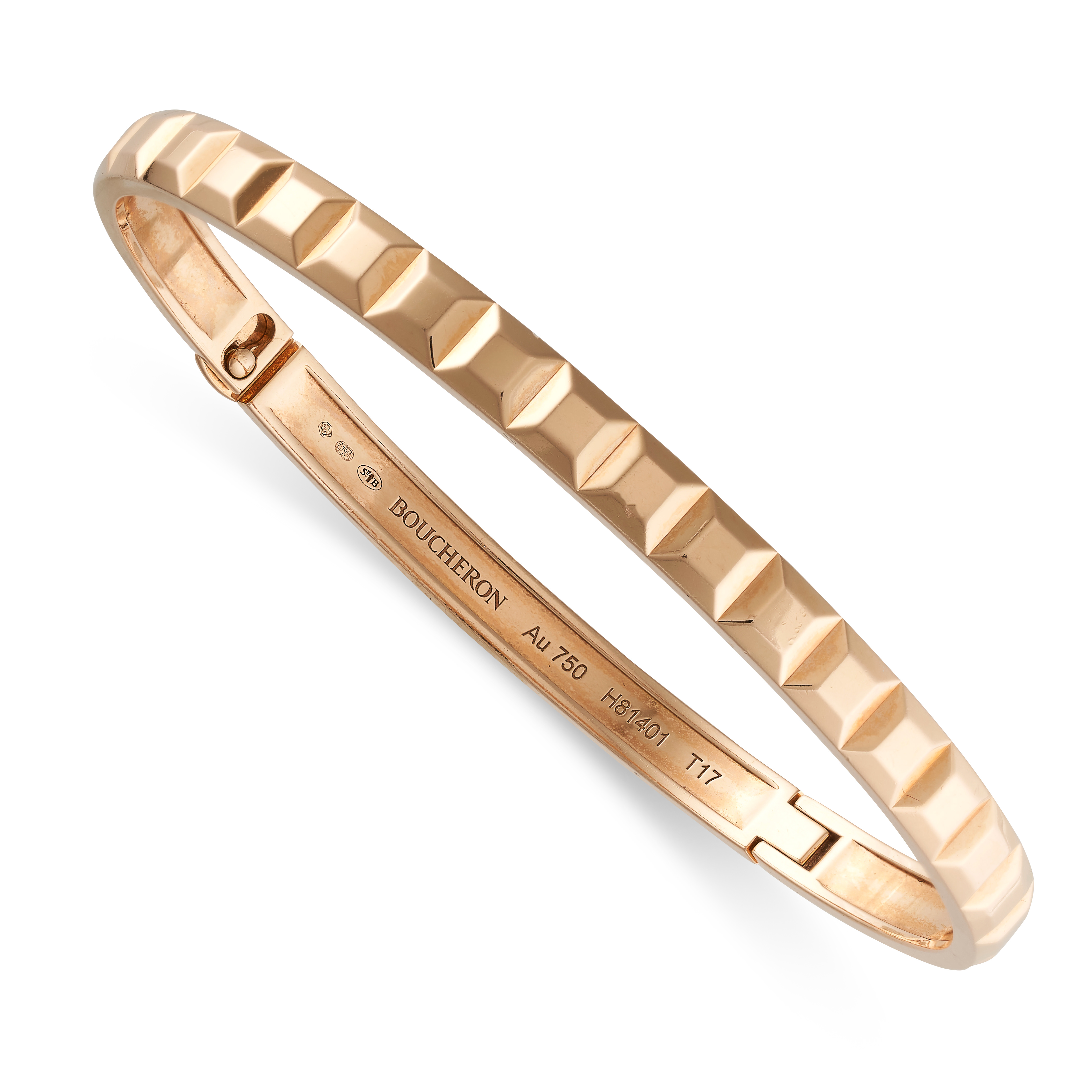 BOUCHERON, A QUATRE CLOU DE PARIS BANGLE  Faceted in the manner of Parisian cobblestones  Signed