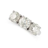 A DIAMOND THREE-STONE RING  Brilliant-cut diamonds, approximate total 2.81 carats    Stamped 750,