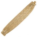 TIFFANY & CO, A VINTAGE GOLD BRACELET  Seven rows of curb link chain  Signed Tiffany & Co, stamped