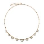 A KNIFE WIRE LINK DIAMOND NECKLACE  Graduated cushion-shaped diamonds, approximate total 3.20-3.50