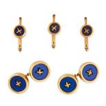 TIFFANY & CO., A VINTAGE LAPIS LAZULI BUTTON DRESS SET  Comprising a pair of cufflinks and three