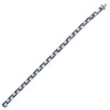 AN ART DECO-STYLE GEOMETRIC SAPPHIRE AND DIAMOND BRACELET  Calibré-cut blue sapphires  Brilliant-cut