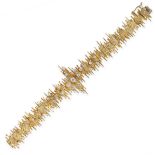 GEORGE WEIL, A VINTAGE ABSTRACT TEXTURED GOLD AND DIAMOND BRACELET, 1960S  Brilliant-cut diamonds,