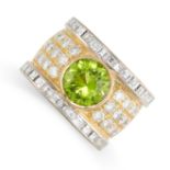 SCHILLING, A PERIDOT AND DIAMOND RING  Circular-cut peridot, approximately 2.96 carats  Brilliant