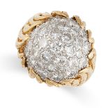 VAN CLEEF AND ARPELS, A VINTAGE DIAMOND BOMBE RING, 1960S  Brilliant-cut diamonds, approximate total