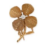 STERLE, A VINTAGE DIAMOND FLOWER BROOCH, 1950S Clip fitting, textured petals  Brilliant cut diamond,