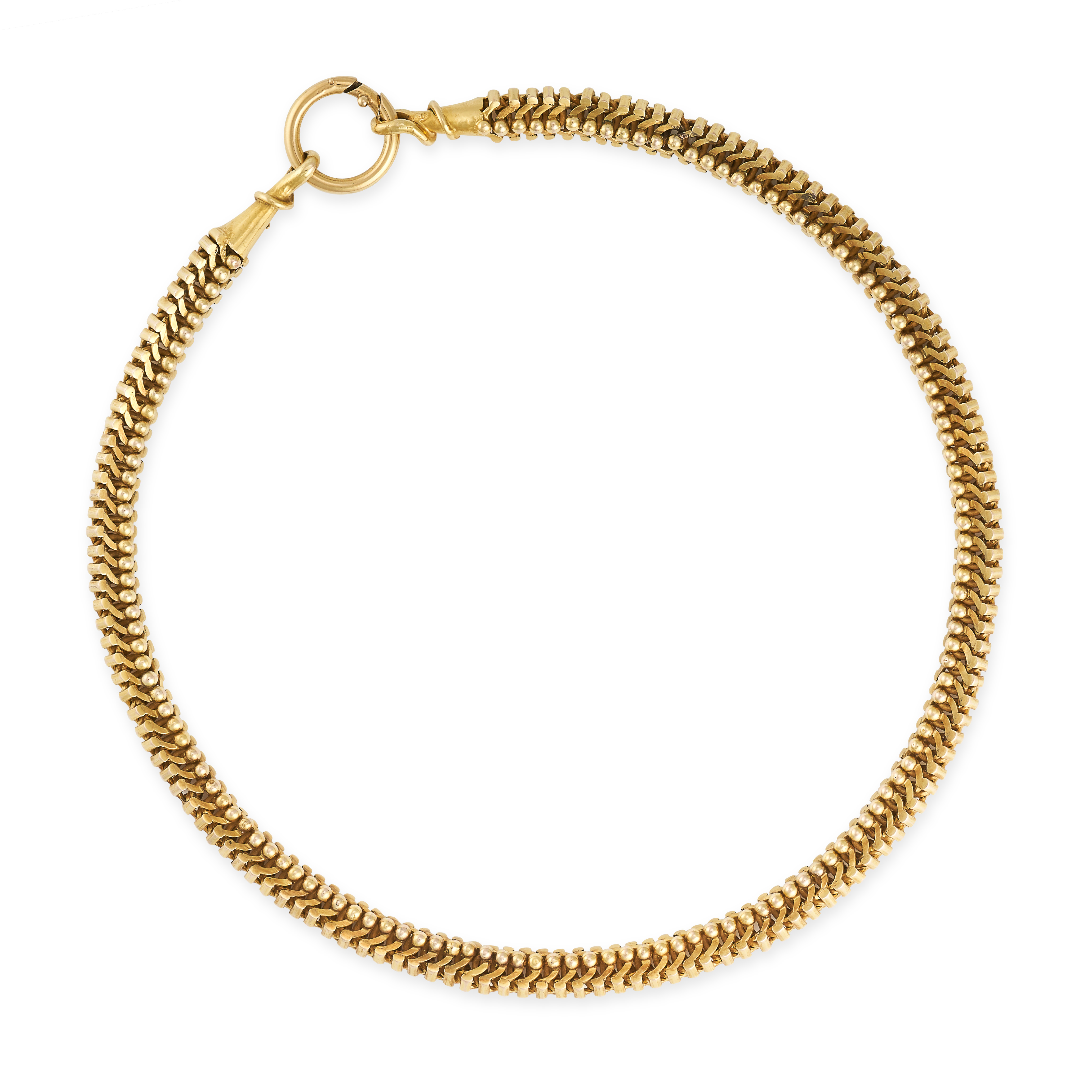 A VICTORIAN FANCY LINK GOLD GUARD CHAIN NECKLACE, LATE 19TH CENTURY  No assay marks  Length 415mm