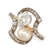 NO RESERVE - A DIAMOND AND PEARL DRESS RING, EARLY 20TH CENTURY  Made in yellow gold and platinum