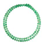 NO RESERVE - A JADEITE JADE BEAD SAUTOIR NECKLACE  One hundred and four polished jadeite beads,
