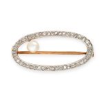 NO RESERVE - AN ANTIQUE PEARL AND DIAMOND BROOCH, CIRCA 1910 Made in yellow gold and platinum