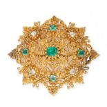 NO RESERVE - A FINE ANTIQUE GEORGIAN EMERALD AND DIAMOND MOURNING LOCKET BROOCH  Made in yellow