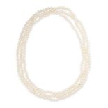 NO RESERVE - A PEARL SAUTOIR NECKLACE  Pearls, approximate diameter 5.0-6.4mm  No assay marks