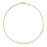 NO RESERVE - A PEARL NECKLACE  Made in 9 carat yellow gold  Forty graduated baroque pearls,