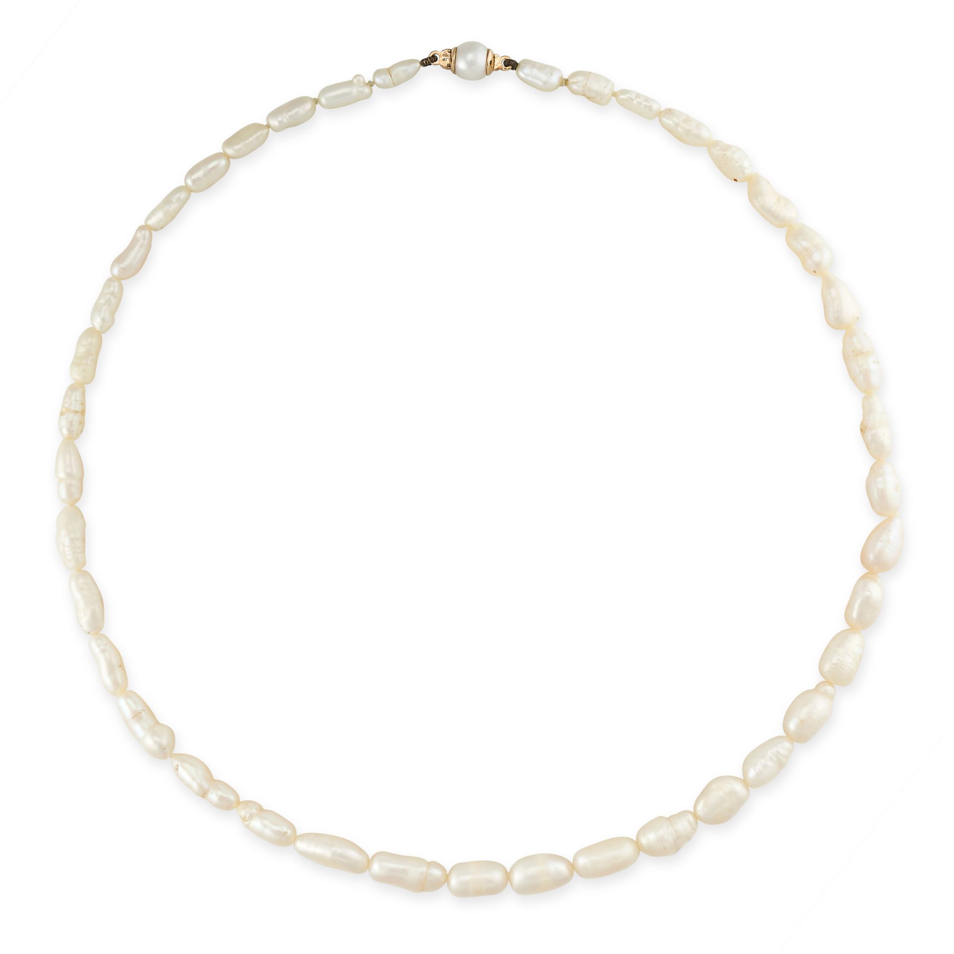 NO RESERVE - A PEARL NECKLACE  Made in 9 carat yellow gold  Forty graduated baroque pearls,