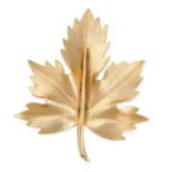 NO RESERVE - A VINTAGE GOLDEN LEAF BROOCH  Designed as a sycamore maple leaf with trompe l'oeil