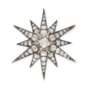NO RESERVE - A FINE ANTIQUE DIAMOND STAR BROOCH / PENDANT, LATE 19TH CENTURY  Detachable brooch