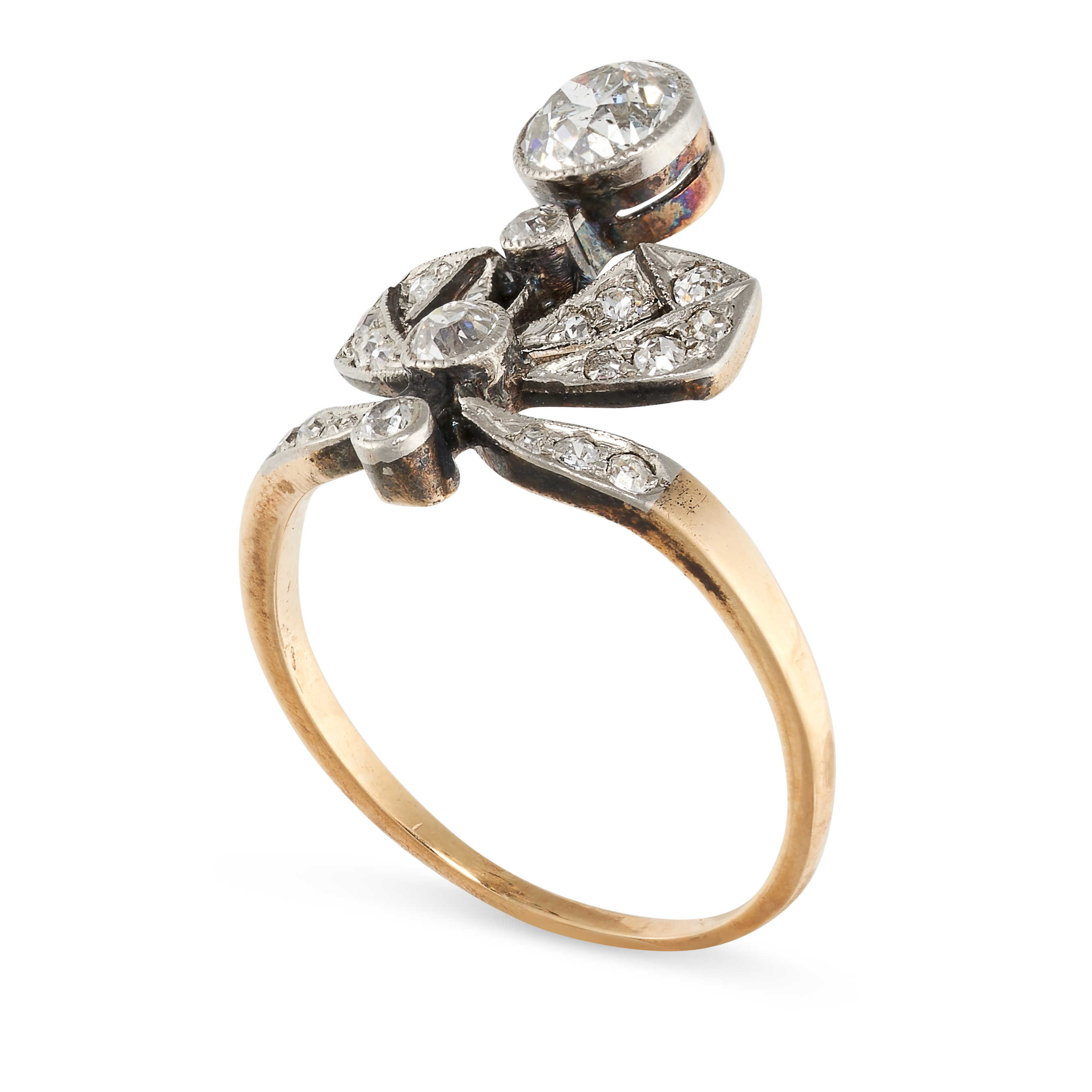NO RESERVE - AN ANTIQUE DIAMOND TIARA RING, CIRCA 1905  Made in yellow gold and platinum, designed - Image 2 of 2