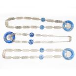 THREE SODALITE NECKLACES comprising of three silver necklaces, set with polished sodalite discs