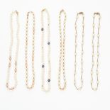 A MIXED LOT OF PEARL NECKLACES comprising of two necklaces formed of a single row of pearls, beads