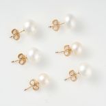 AN ASSORTED LOT OF PEARL STUD EARRINGS comprising of three pairs of pearl stud earrings, stamped