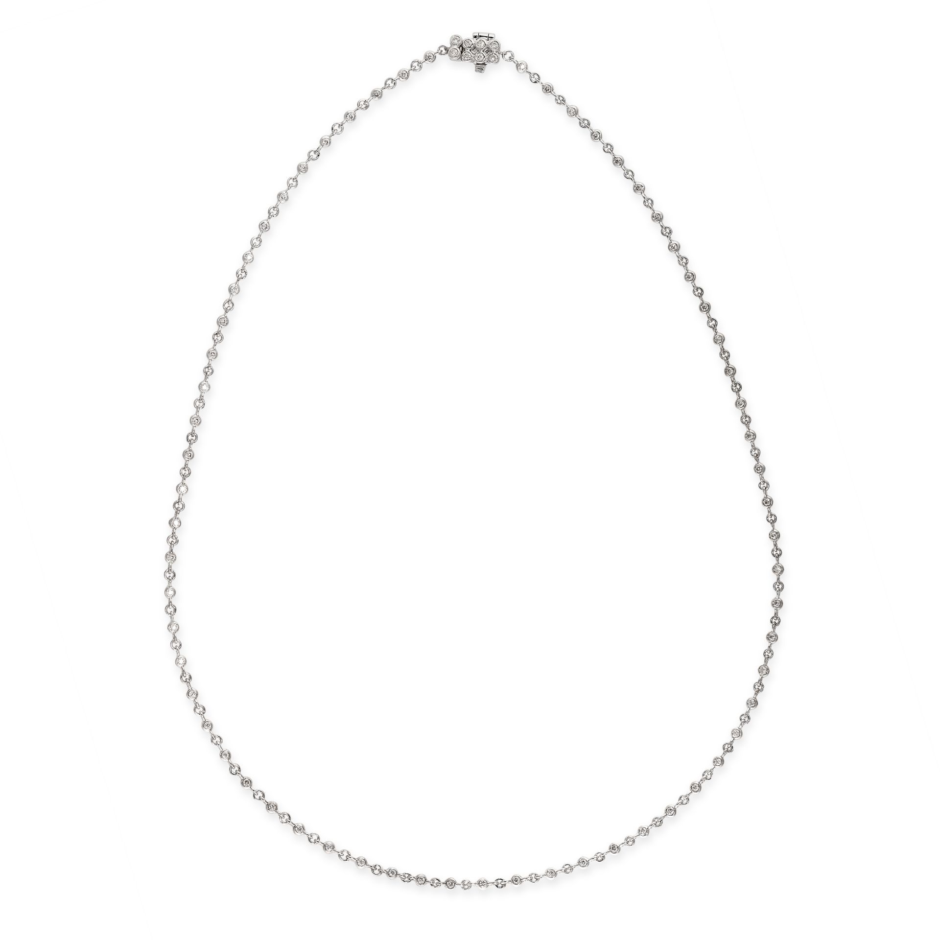 A SPECTACLE-SET DIAMOND NECKLACE  Brilliant-cut diamonds  British hallmarks for 18ct gold  Length