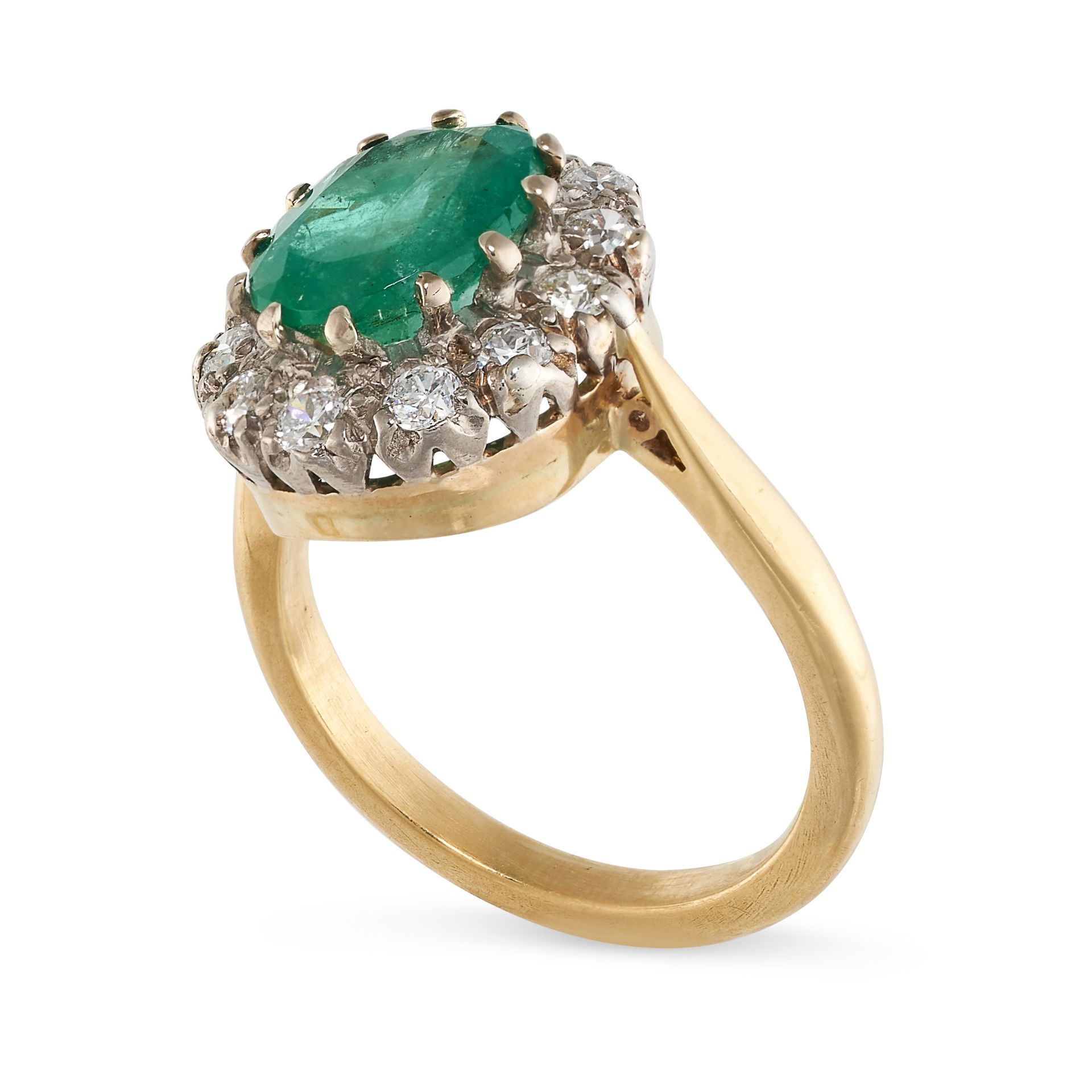 AN EMERALD AND DIAMOND CLUSTER RING  Oval emerald, approximately 2.42 carats  Brilliant-cut diamonds - Image 2 of 2