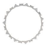 A DIAMOND NECKLACE  Scrolling and ribbon motifs  Brilliant-cut diamonds, approximate total 9.00-11.
