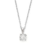 A SOLITAIRE DIAMOND PENDANT AND CHAIN  Made in 18 carat white gold  Round brilliant cut diamond,
