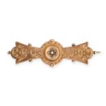 NO RESERVE - AN ANTIQUE ETRUSCAN REVIVAL BROOCH, 1898 Bow-shaped form, stamped, beaded and rope