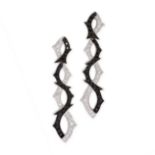 STEPHEN WEBSTER, A PAIR OF BLACK DIAMOND AND WHITE DIAMOND EARRINGS  Post fittings  Brilliant cut