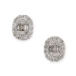 A PAIR OF DIAMOND STUD EARRINGS  Baguette and brilliant-cut diamonds, approximate total 1.00 carats