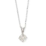 A SOLITAIRE DIAMOND PENDANT AND CHAIN Made in 18 carat white gold Round brilliant cut diamond,