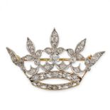 AN ANTIQUE DIAMOND CORONET BROOCH, EARLY 20TH CENTURY  Designed as a crown  Cushion shaped diamonds