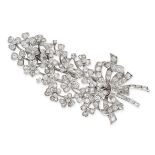 A VINTAGE DIAMOND FLOWER SPRAY BROOCH  Designed as a bouquet of flowers tied with a ribbon