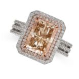 A FANCY COLOURED DIAMOND CLUSTER RING  Fancy-cut fancy brown diamond, approximately 4.59 carats