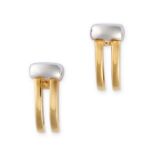 A PAIR OF GOLD EARRINGS  Clip fittings  Two tone design  Stamped 750  Length 16mm  8.5 grams