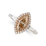 A FANCY DIAMOND CLUSTER RING  Marquise-cut diamond, approximately 1.05 carats  Tapered baguette