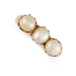 A NATURAL PEARL DRESS RING  Made in yellow gold  Pearls, approximate diameter 4.8mm - 5.2mm  Chinese