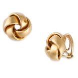 BETTERIDGE, A PAIR OF KNOT EARRINGS  Clip fittings  Designed as a knot  Stamped 18Kt  Length 19mm