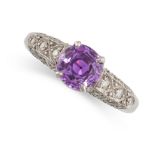 A PINK SAPPHIRE AND DIAMOND RING  Round-cut pink sapphire, approximately 1.57 carats  Brilliant-