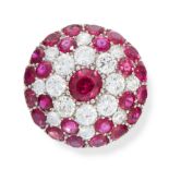 A VINTAGE RUBY AND DIAMOND BOMBE RING, 1950S  Circular-cut rubies, approximate total 1.80-2.20